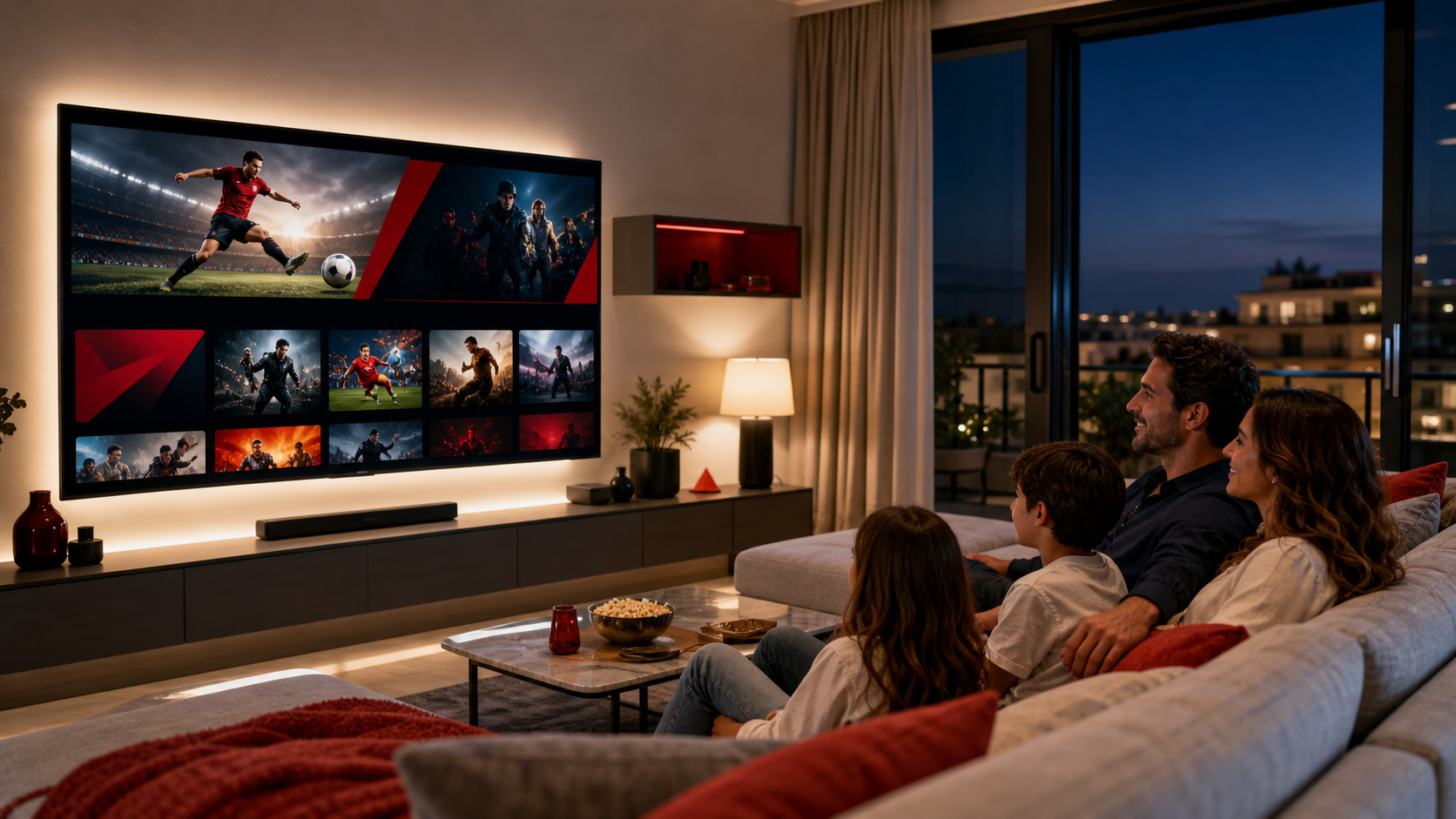 Familia española disfrutando de IPTV en casa